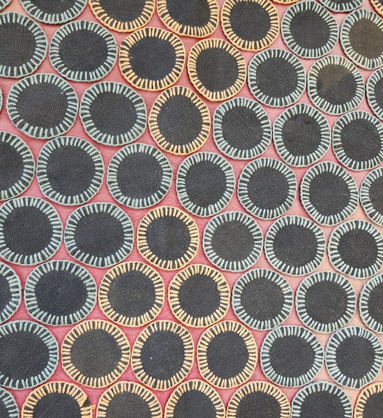 Vtg. Folk Art Diamond Pattern Penny Rug
