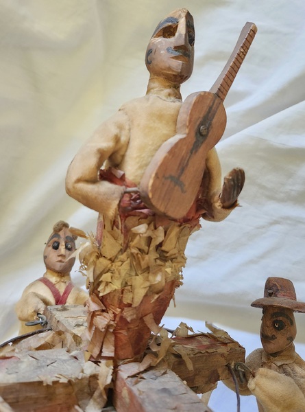 **Rare Old Prim. Folk Art Mardi Gras Noisemaker