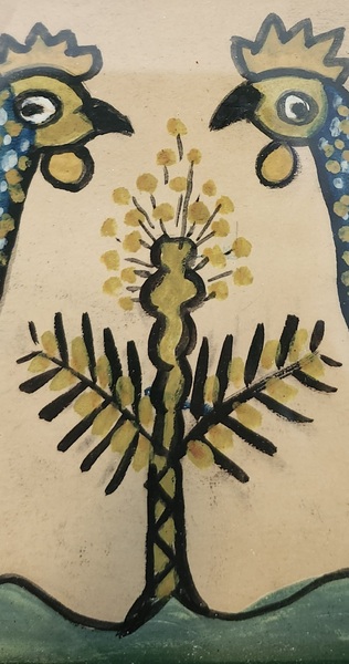 Vintage PA. Folk Art Watercolor Roosters Fraktur