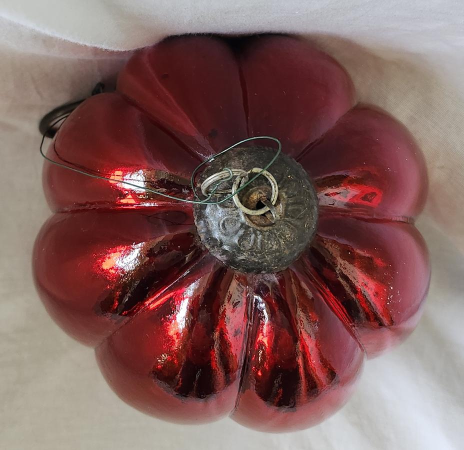 Huge 19" C. Antique German Red Melon Kugel