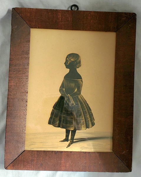 **Ca.1840 Silhouette of Girl w/Book attr. Hubard