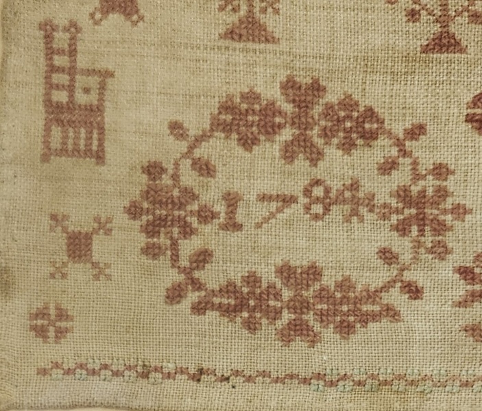 Rare Early 1784 Sampler on Homespun Linen