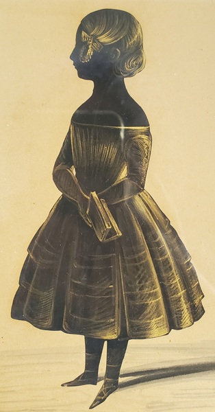 **Ca.1840 Silhouette of Girl w/Book attr. Hubard