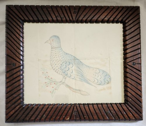 19th C. American Folk Art Drawing of Peace Dove