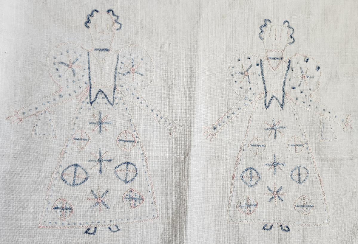 Dtd.1834 PA. Show Towel w/Ladies, Birds, Tulips