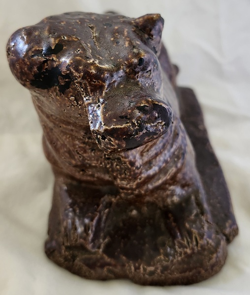 **Antique Folk Art Sewer Tile Pottery Dog