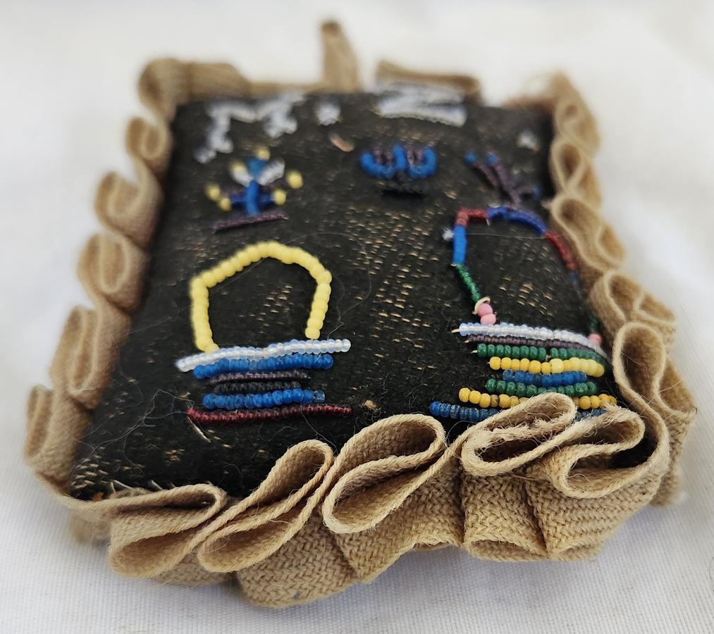 Antique Beaded Pin Cushion w/Initials, Trees++