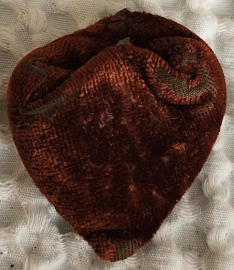 Antique Folk Art Velvet Heart Pin Cushion
