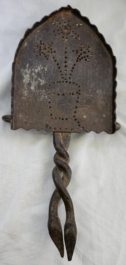 Antique Folk Art Wrought Iron Trivet w/Flower Pot