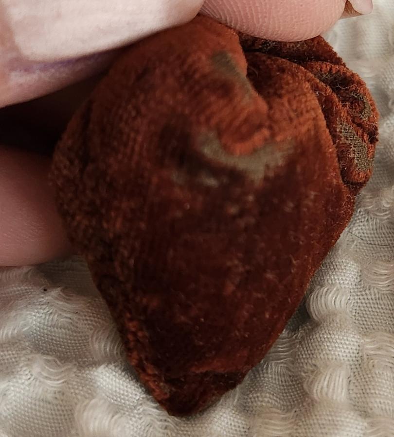 Antique Folk Art Velvet Heart Pin Cushion