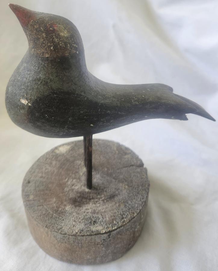 Antique Folk Art Polychrome Painted Bird Carving