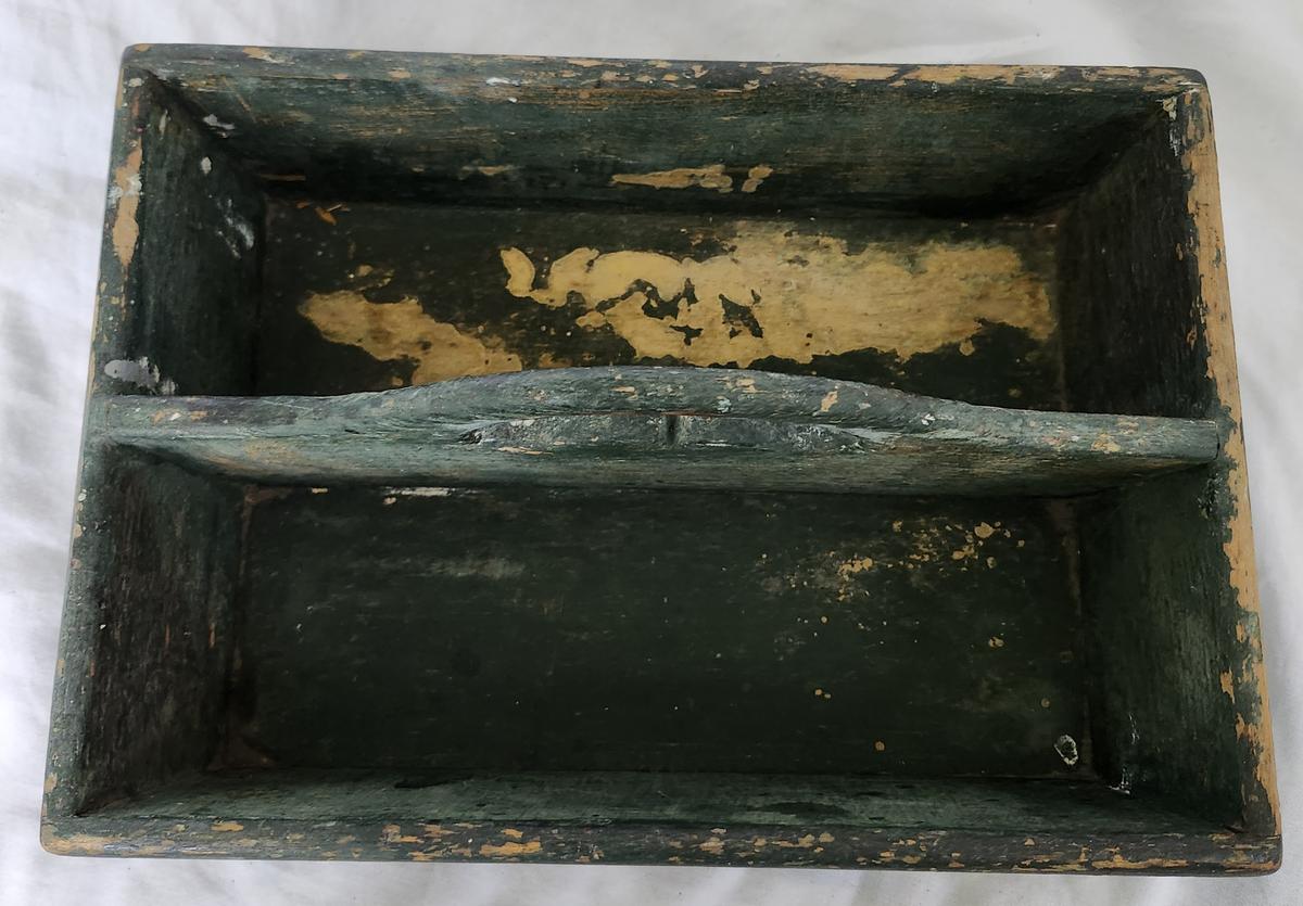 19th C. Primitive Knife Box in Old Green Paint