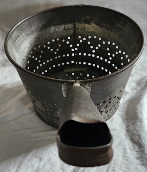 Large Vintage Primitive Tin Strainer