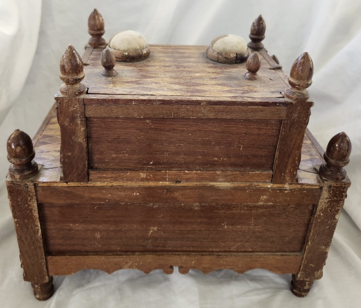 **Antique Harlequin Design 2 Tier Sewing Stand