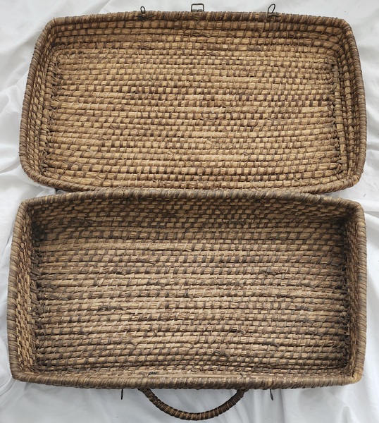 Rare Antique PA. Folk Art Rye Grass Suitcase