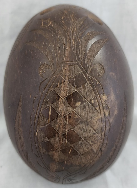 Ca.1850 Coconut Shell Basket w/Pineapple Design