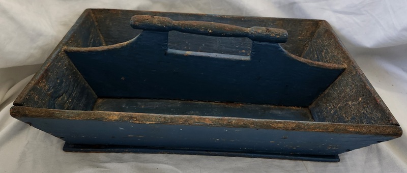 **19th C. Knife Box in Original Teal Paint