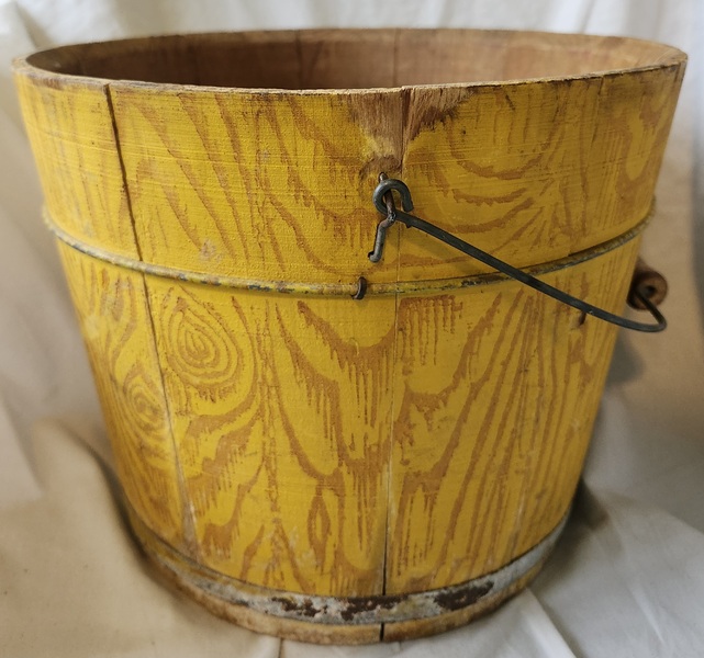 **Antique New England Grain Painted Yellow Bucket