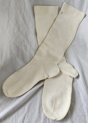 **Pr. PA. Antique Cotton Stockings w/Initial "F"