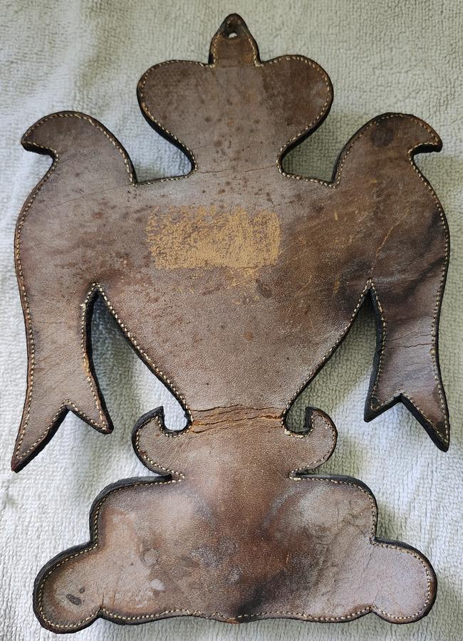 19th C. Leather & Velvet Birds & Heart Pin Cushion