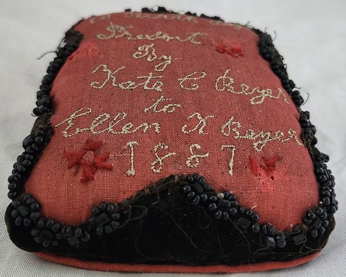 Dear Dtd. 1887 Folk Art Birthday Gift Pin Cushion
