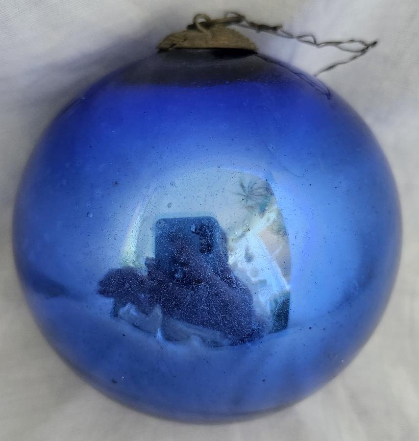 Antique German Cobalt Blue Kugel Ornament