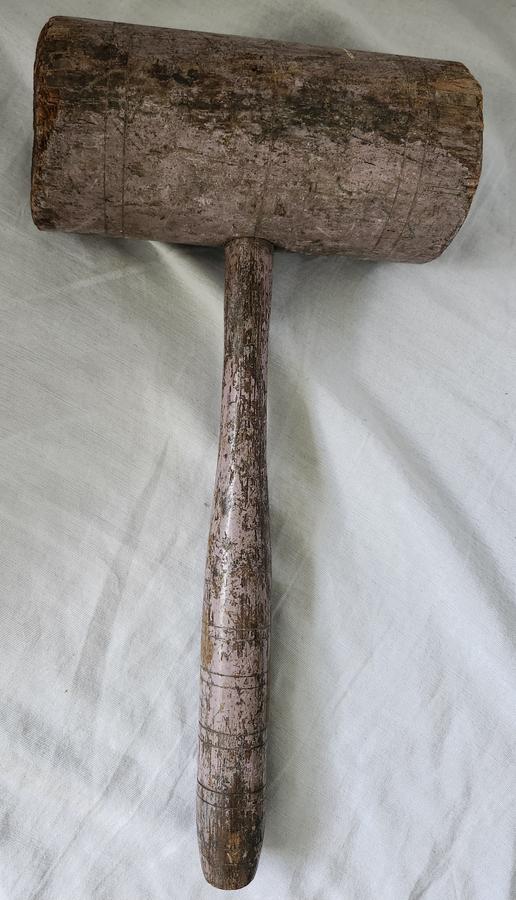 Antique Wooden Mallet in Original Lavender Paint