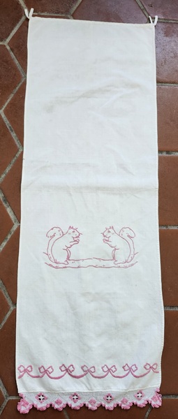 Antique ca. 1900 PA. Squirrel Design Show Towel