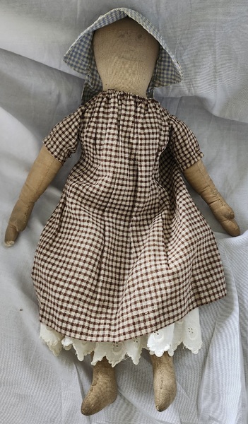 Antique Folk Art Pencil Face Rag Doll