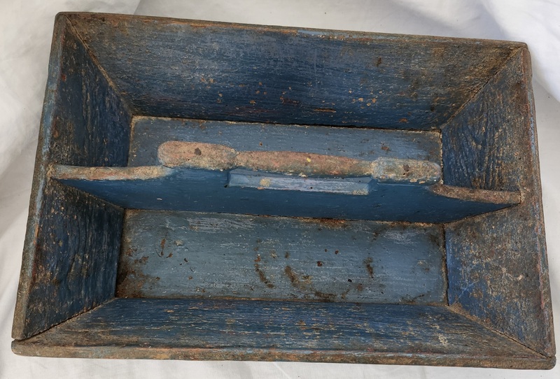 **19th C. Knife Box in Original Teal Paint