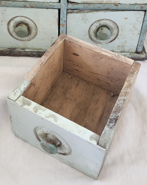 **Vintage Primitive Spice Cabinet in Old Blue Pain