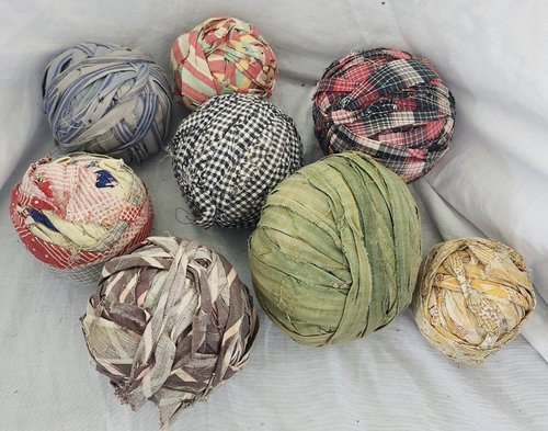 **Group of 8 Authentic Vintage Rag Balls