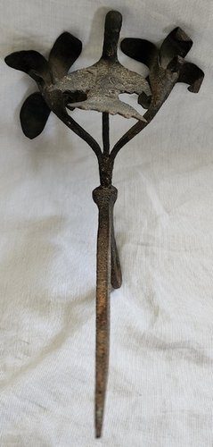 19th C. PA. Betty Lamp Hanger w/Bird & Flowers