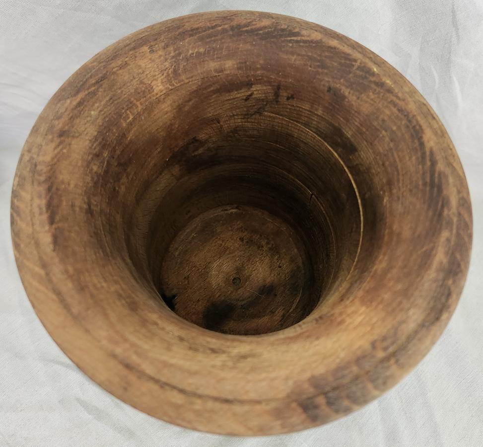 Lg. Antique Mortar & Pestle in Orig. Black Paint
