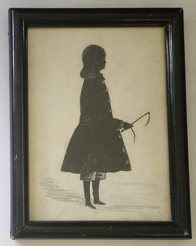 **19th C. British Silhouette of Boy w/Riding Crop