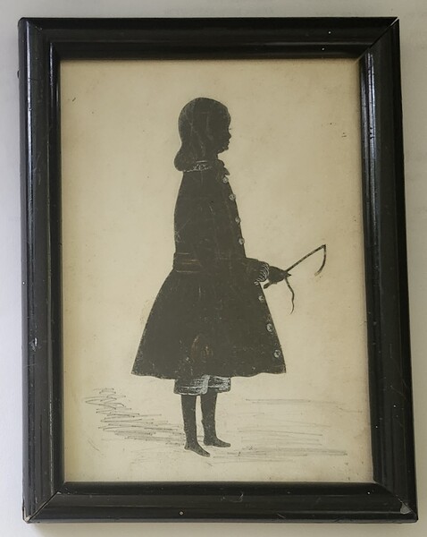 **19th C. British Silhouette of Boy w/Riding Crop