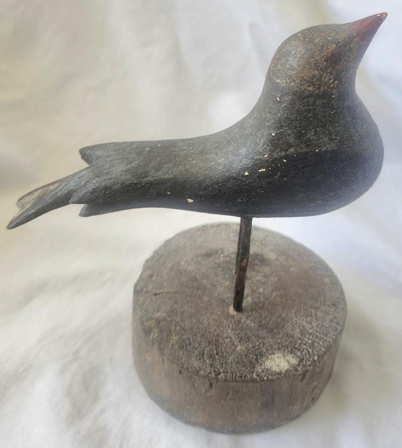 Antique Folk Art Polychrome Painted Bird Carving