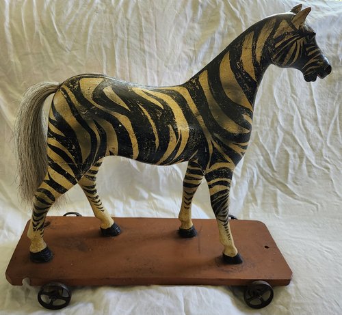 Published 19th C. Zebra Pull Toy Ex Wendel