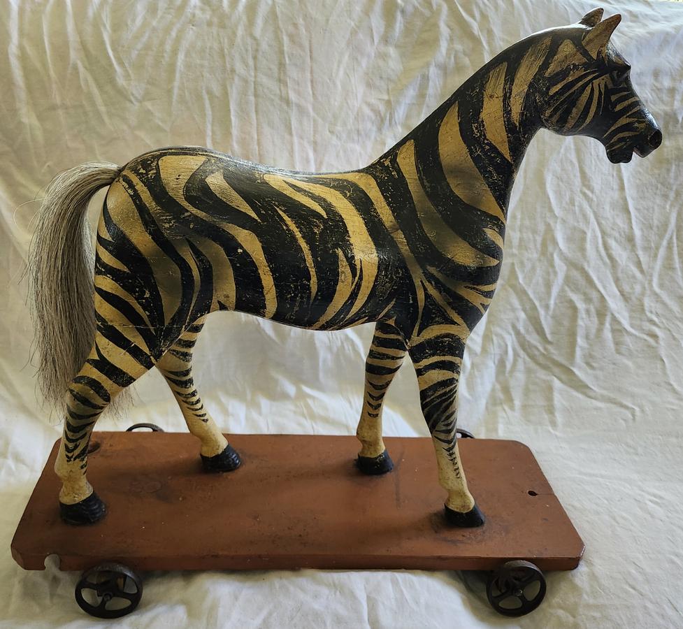 Published 19th C. Zebra Pull Toy Ex Wendel