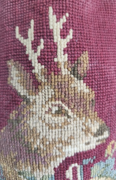 **Antq. 1880 Victorian Folk Art Wall Pocket w/Stag