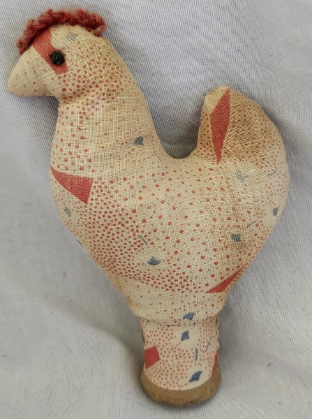 Chicken Rooster on Spool Pin Cushion Ex Booth #6