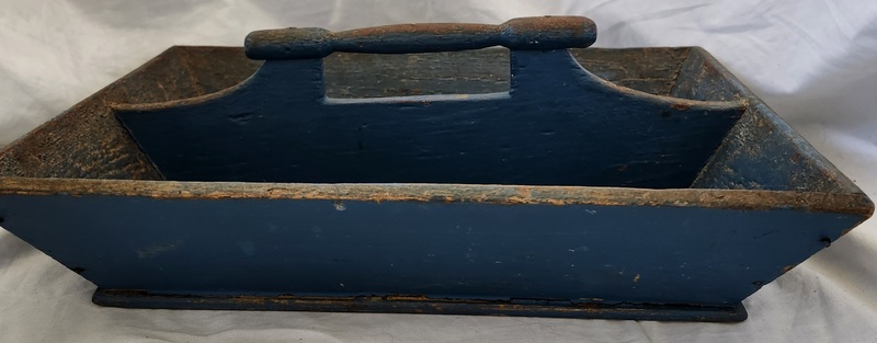 **19th C. Knife Box in Original Teal Paint