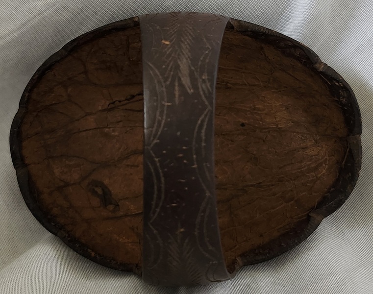 Ca.1850 Coconut Shell Basket w/Pineapple Design