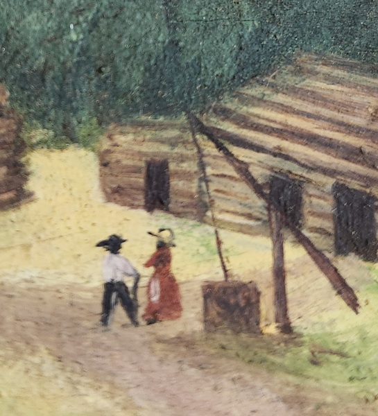 **19th C. Wood Plate w/ Folk Art Farm Scene