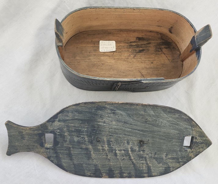 Antq. Scandinavian Fish Form Tine Box w/Provenance