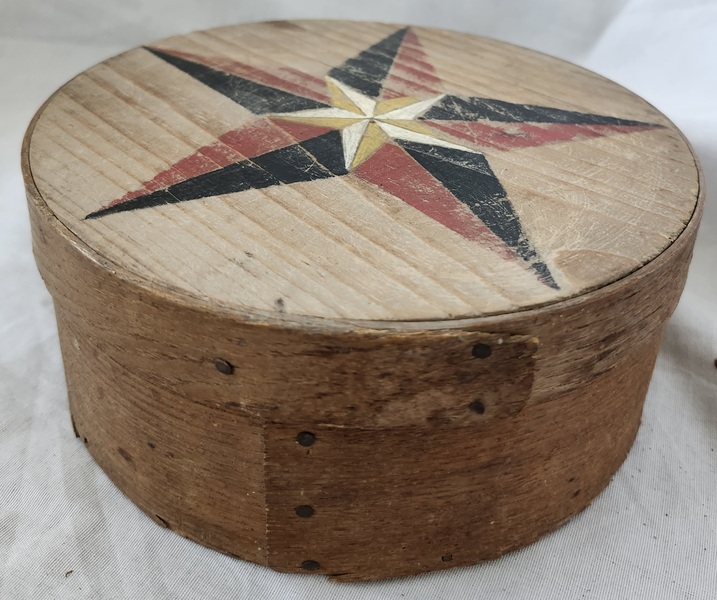 Antique Folk Art Pantry Bow w/Painted Double Star