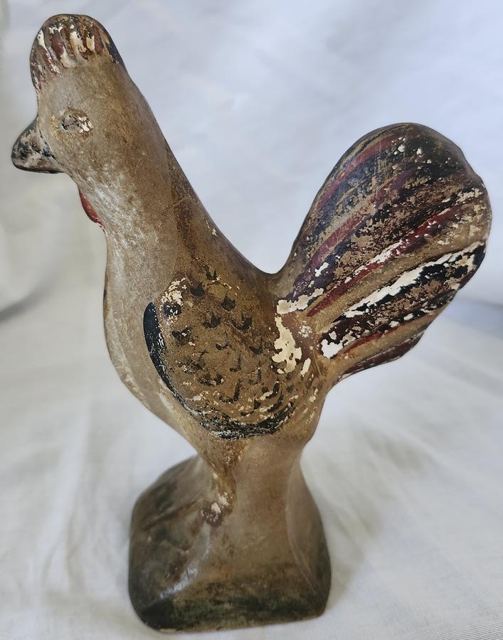19th C. PA. Hollow Cast Chalkware Rooster #2