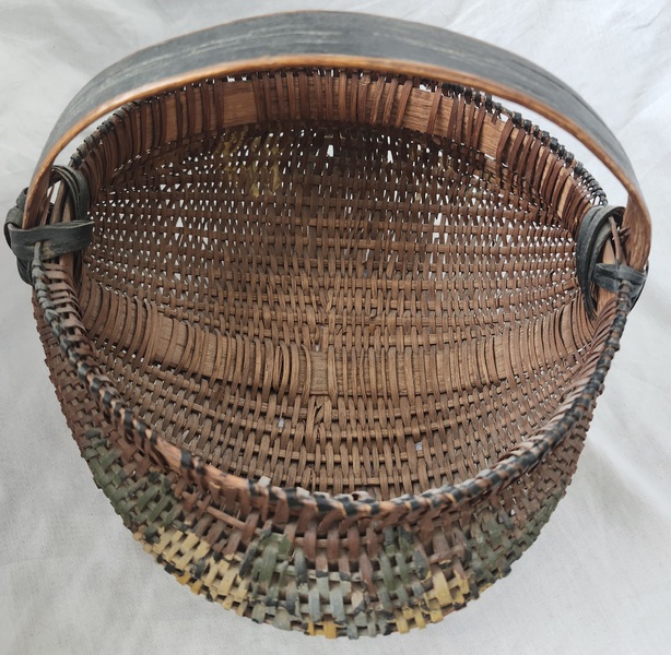 **Antique Buttocks Basket w/Painted Flowers