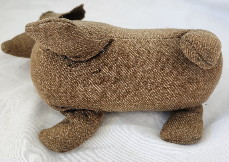 Vintage Folk Art Wool Stuffed Dachshund Dog