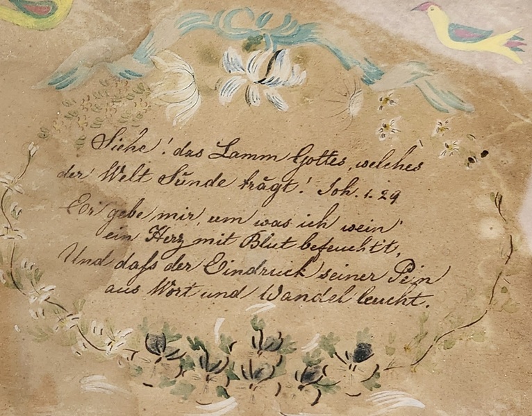 Antique Folk Art Fraktur w/German Writing, Birds++